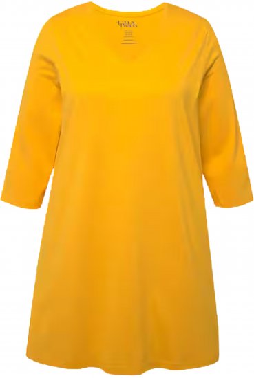 Ulla Popken V-Neck Swing A-line Hem Cotton Knit Tunic Orange - T-shirty - 