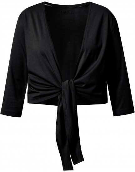 Ulla Popken Versatile Surplice Wrap Tie Hem Bolero Top Black - T-shirty - 