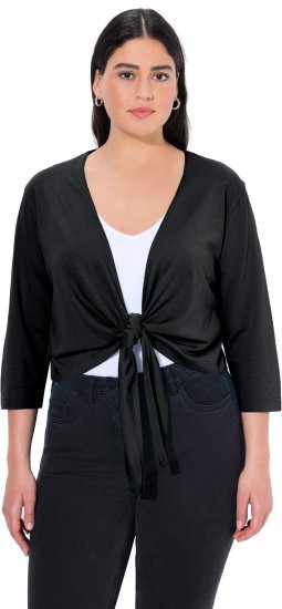 Ulla Popken Versatile Surplice Wrap Tie Hem Bolero Top Black - T-shirty - 
