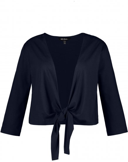 Ulla Popken Versatile Surplice Wrap Tie Hem Bolero Top Navy - T-shirty - 