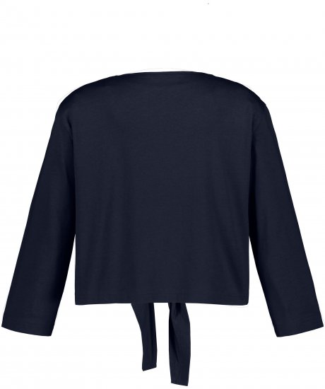 Ulla Popken Versatile Surplice Wrap Tie Hem Bolero Top Navy - T-shirty - 