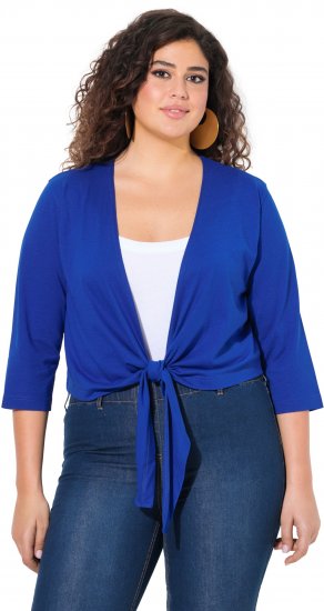 Ulla Popken Versatile Surplice Wrap Tie Hem Bolero Top Cobalt Blue - T-shirty - 