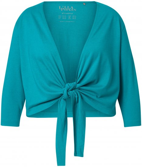 Ulla Popken Versatile Surplice Wrap Tie Hem Bolero Top Teal - T-shirty - 