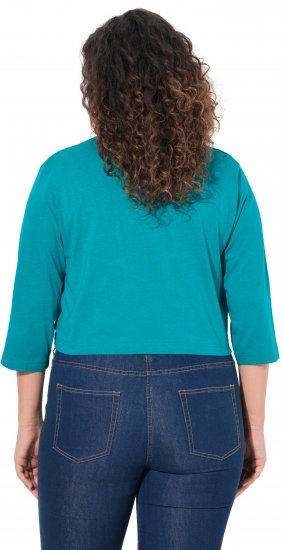 Ulla Popken Versatile Surplice Wrap Tie Hem Bolero Top Teal - T-shirty - 