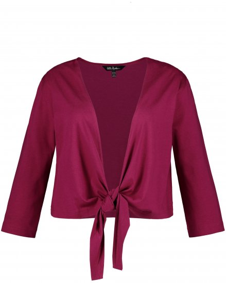 Ulla Popken Versatile Surplice Wrap Tie Hem Bolero Top Magnolia Red - T-shirty - 