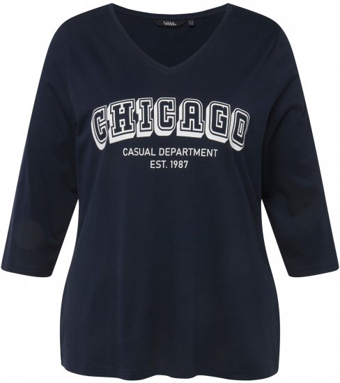 Ulla Popken City Name Graphic Tee Navy - Koszulki z nadrukiem dla kobiet - 