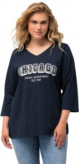 Ulla Popken City Name Graphic Tee Navy - Koszulki z nadrukiem dla kobiet - 