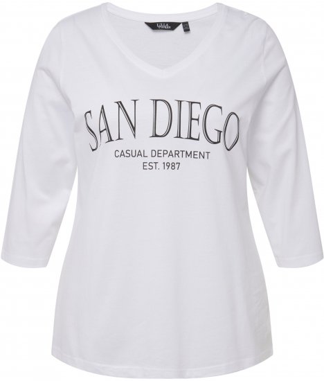 Ulla Popken City Name Graphic Tee Snow White - Koszulki z nadrukiem dla kobiet - 