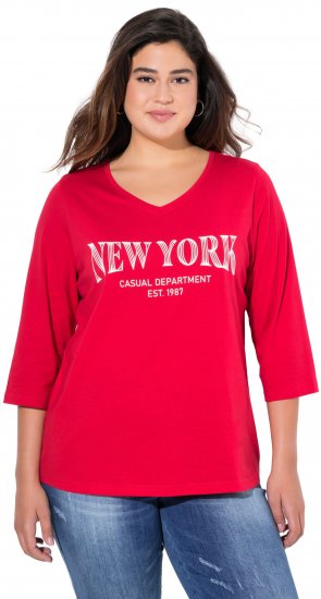 Ulla Popken City Name Graphic Tee Lychee - Koszulki z nadrukiem dla kobiet - 