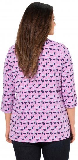 Ulla Popken Geometric Pattern 3/4 Sleeve Tee Amethyst - Koszulki z nadrukiem dla kobiet - 