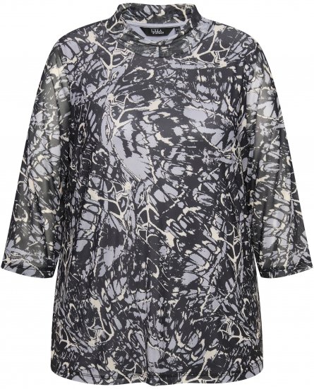 Ulla Popken Mesh Butterfly Wing Layered Tee Black - T-shirty - 