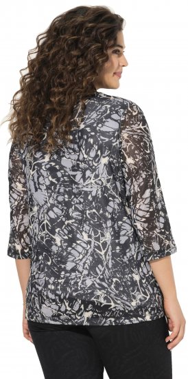 Ulla Popken Mesh Butterfly Wing Layered Tee Black - T-shirty - 