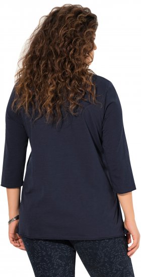 Ulla Popken Peace Love Life 3/4 Sleeve Graphic Tee Navy - T-shirty - 