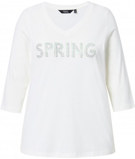 Ulla Popken SPRING Studded 3/4 Sleeve Tee Off-White - T-shirty - 