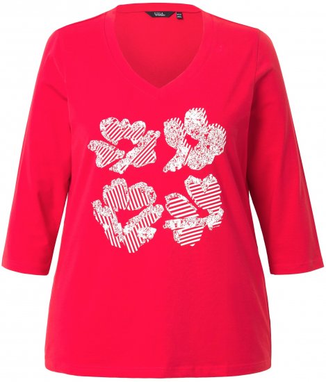 Ulla Popken Floral Graphic V-Neck Tee Lychee - Koszulki z nadrukiem dla kobiet - 