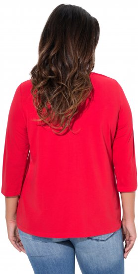 Ulla Popken Floral Graphic V-Neck Tee Lychee - Koszulki z nadrukiem dla kobiet - 