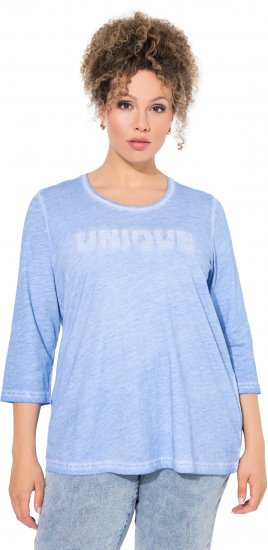 Ulla Popken UNIQUE Embroidered 3/4 Sleeve Tee Light Blue - T-shirty - 