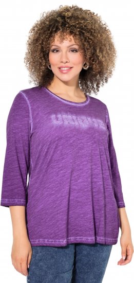 Ulla Popken UNIQUE Embroidered 3/4 Sleeve Tee Purple - T-shirty - 