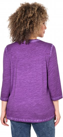 Ulla Popken UNIQUE Embroidered 3/4 Sleeve Tee Purple - T-shirty - 