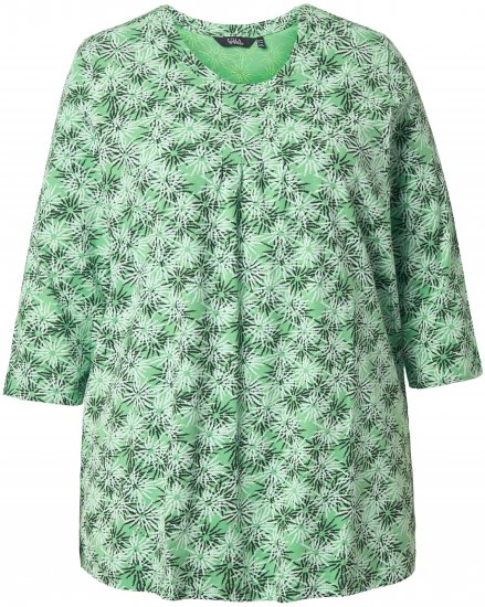 Ulla Popken Graphic Flower A-Line 3/4 Sleeve Tee Apple Green - T-shirty - 