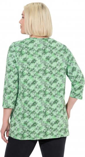 Ulla Popken Graphic Flower A-Line 3/4 Sleeve Tee Apple Green - T-shirty - 