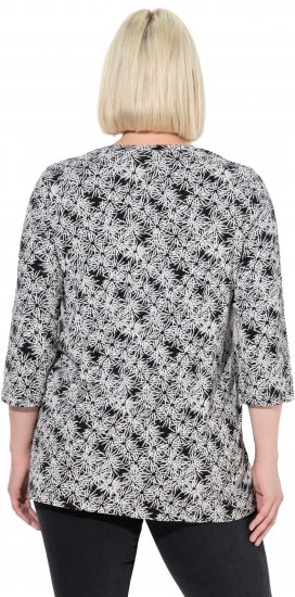 Ulla Popken Graphic Flower A-Line 3/4 Sleeve Tee Soft Light Blue - T-shirty - 