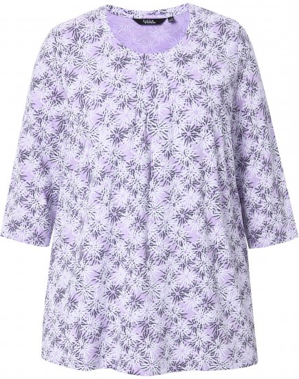 Ulla Popken Graphic Flower A-Line 3/4 Sleeve Tee Lavender - T-shirty - 