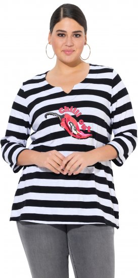 Ulla Popken Chilli Pepper Sequined 3/4 Sleeve Graphic Tee Black - T-shirty - 