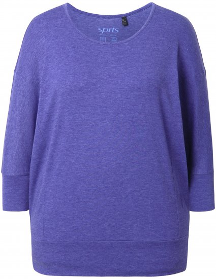 Ulla Popken Quick Drying Batwing Sleeve Tee Blueberry - Koszulki z nadrukiem dla kobiet - 