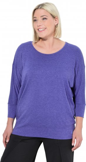 Ulla Popken Quick Drying Batwing Sleeve Tee Blueberry - Koszulki z nadrukiem dla kobiet - 