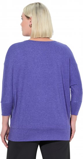 Ulla Popken Quick Drying Batwing Sleeve Tee Blueberry - Koszulki z nadrukiem dla kobiet - 