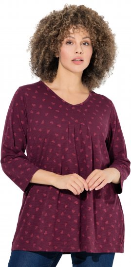 Ulla Popken Flower Print 3/4 Sleeve Tee Dark Ruby - T-shirty - 