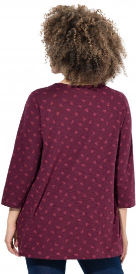 Ulla Popken Flower Print 3/4 Sleeve Tee Dark Ruby - T-shirty - 
