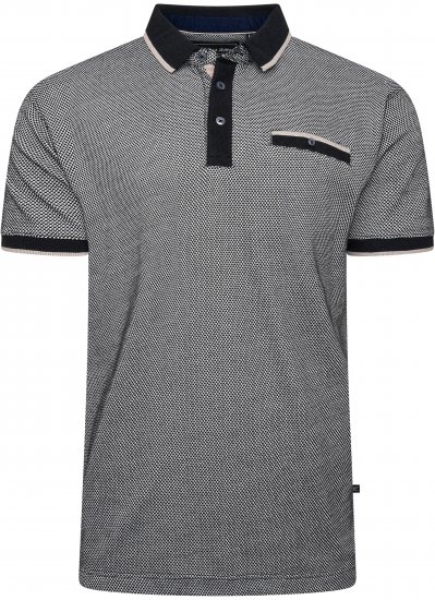Kam Jeans 5525 Raised Dobby Fabric Polo with Tipping Black - Koszulki polo - Koszulki Polo 2XL-8XL