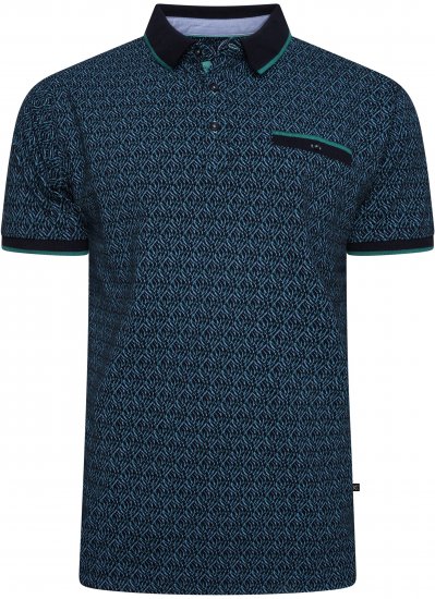 Kam Jeans 5527 AOP Pique Polo with Tipping on Collar/Cuffs Navy - Koszulki polo - Koszulki Polo 2XL-8XL