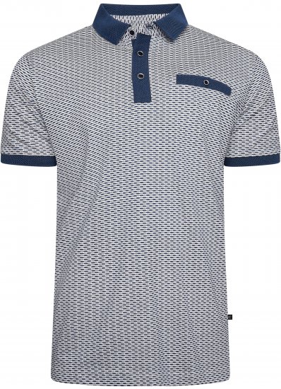 Kam Jeans 5528 AOP Print with Jacquard Collar/Cuffs Polo Navy - Koszulki polo - Koszulki Polo 2XL-8XL