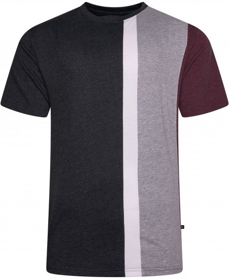 Kam Jeans 5782 Cut and Saw Vertical Stripe Tee Charcoal - Koszulki - T-shirty meskie Duże Rozmiary - 2XL-14XL