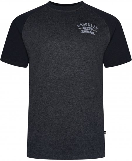 Kam Jeans 5783 Raglan Tee with Brooklyn Chest Print Black - Koszulki - T-shirty meskie Duże Rozmiary - 2XL-14XL