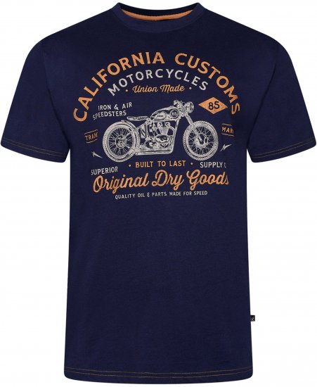Kam Jeans 5787 California Customs Print Tee Navy - Koszulki - T-shirty meskie Duże Rozmiary - 2XL-14XL