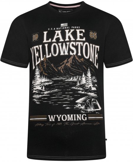 Kam Jeans 5792 Lake Yellowstone Print Tee Black - Koszulki - T-shirty meskie Duże Rozmiary - 2XL-14XL