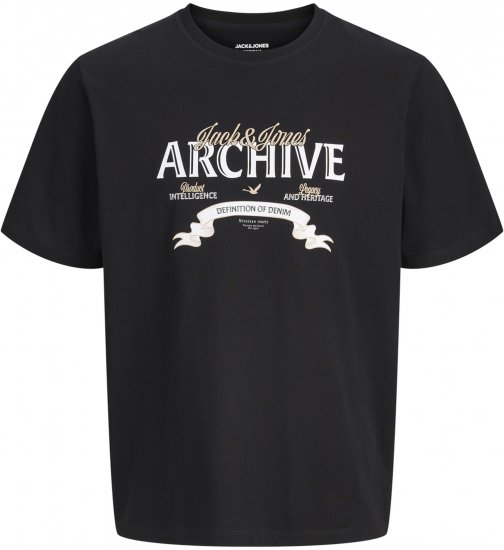 Jack & Jones Dover Denim O-Neck T-Shirt Black - Koszulki - T-shirty meskie Duże Rozmiary - 2XL-14XL