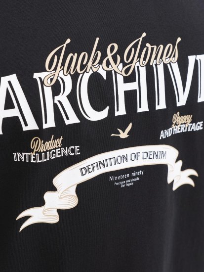 Jack & Jones Dover Denim O-Neck T-Shirt Black - Koszulki - T-shirty meskie Duże Rozmiary - 2XL-14XL