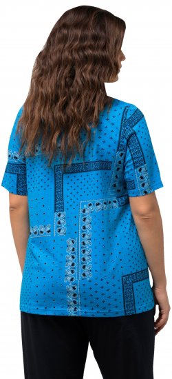 Ulla Popken Paisley A-Line Short Sleeve Tee Sapphire Blue - Koszulki z nadrukiem dla kobiet - 