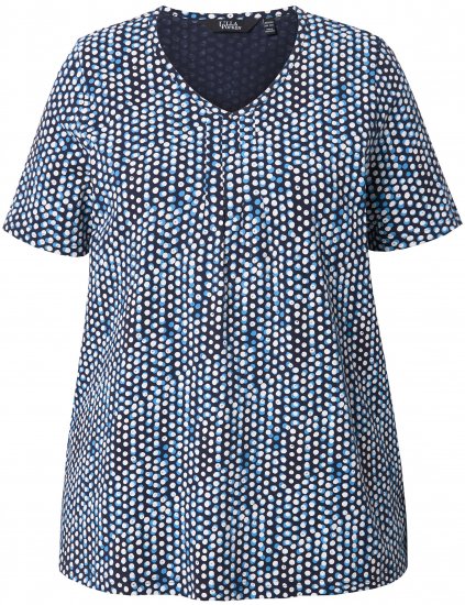 Ulla Popken So Many Dots Tee Navy Blue - Koszulki z nadrukiem dla kobiet - 