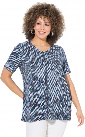Ulla Popken So Many Dots Tee Navy Blue - Koszulki z nadrukiem dla kobiet - 