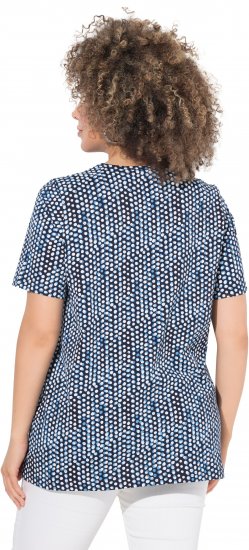 Ulla Popken So Many Dots Tee Navy Blue - Koszulki z nadrukiem dla kobiet - 
