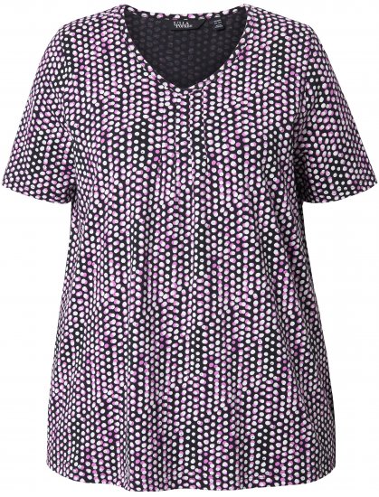 Ulla Popken So Many Dots Tee Light Heather - Koszulki z nadrukiem dla kobiet - 