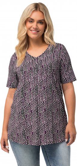 Ulla Popken So Many Dots Tee Light Heather - Koszulki z nadrukiem dla kobiet - 