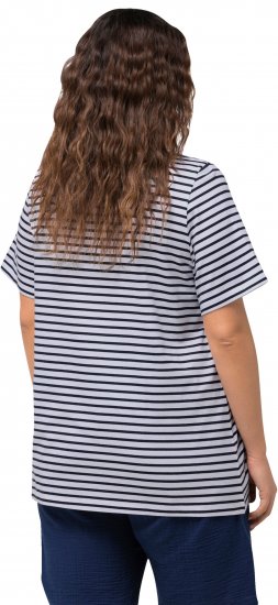Ulla Popken Palm Tree Embroidered Tee Navy Blue - Koszulki z nadrukiem dla kobiet - 