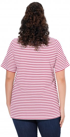 Ulla Popken Palm Tree Embroidered Tee Dark Raspberry - Koszulki z nadrukiem dla kobiet - 